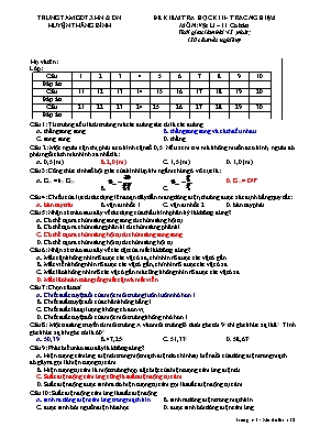 Đề kiểm tra học kỳ II môn Vật lý Lớp 11 (Cơ bản)